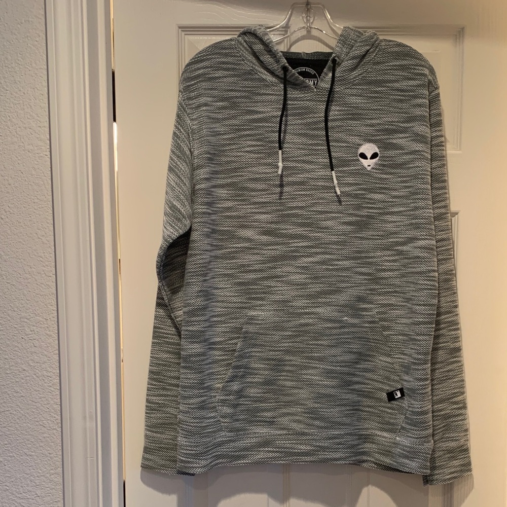 Dikotomy - Black and White Patterned Hoodie With Alien - Size Large Standard Fit